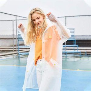 Durable TPU Clear Rain Coat for Adults Women Fashion Hooded Rain Poncho